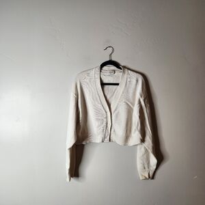 Aritzia Sunday Best Cotton/Cashmere Cropped Cardigan Sweater Size Large